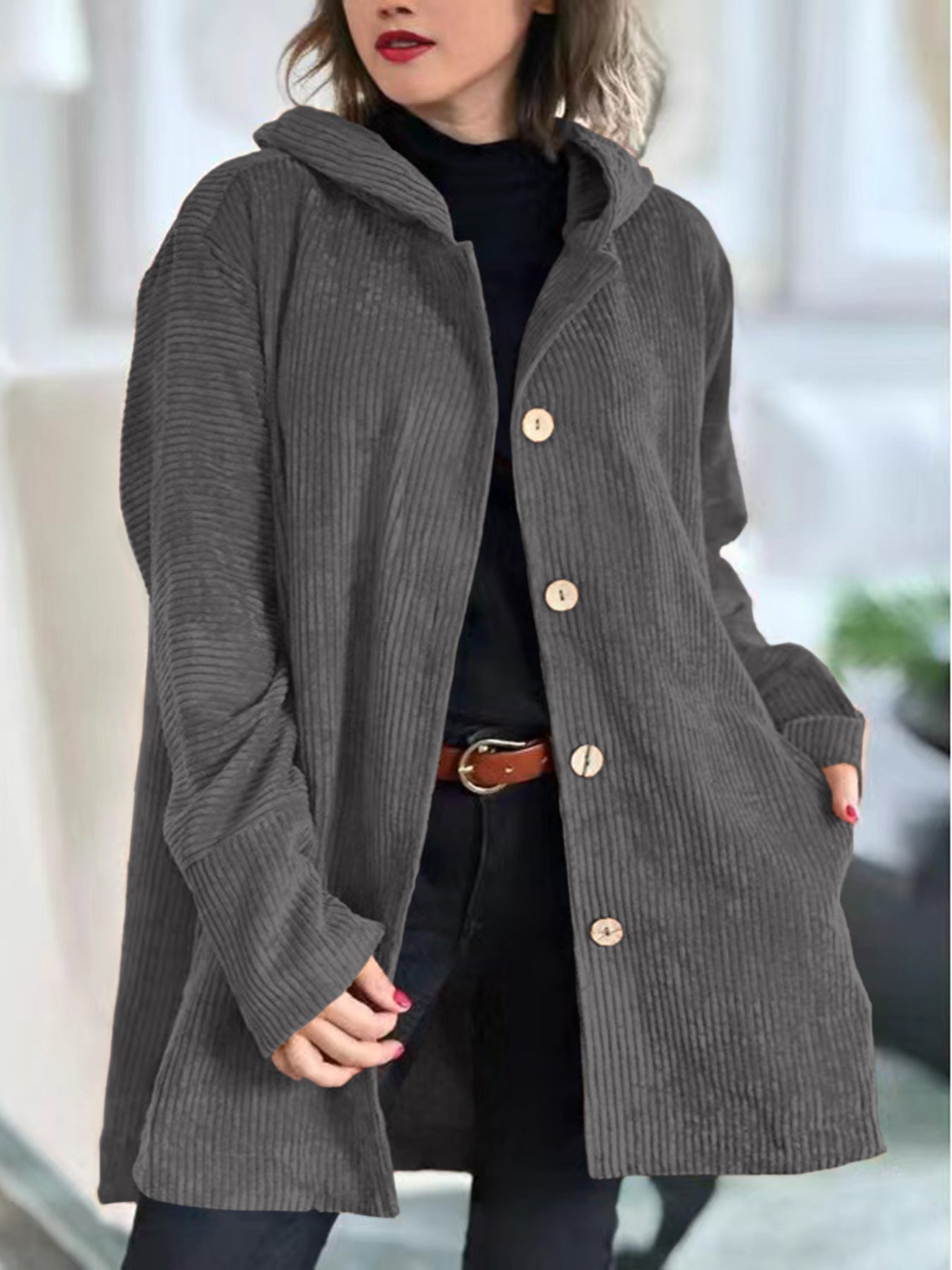 Michelle™ | Cozy Corduroy Hooded Jacket