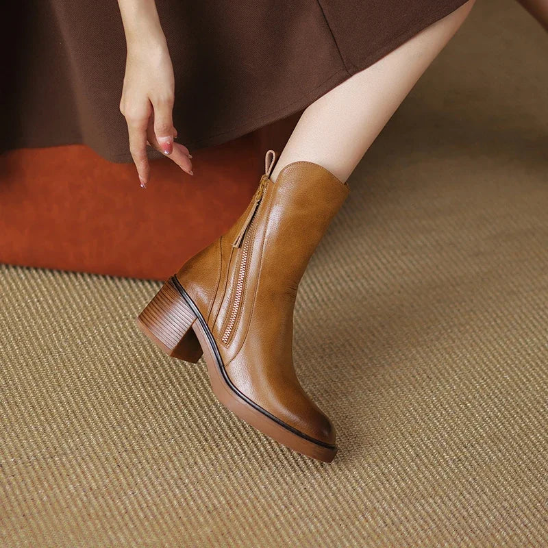 Laureen™ | Orthopedic Leather Zip-Up Ankle Boots