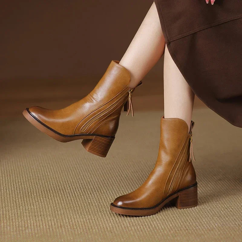 Laureen™ | Orthopedic Leather Zip-Up Ankle Boots